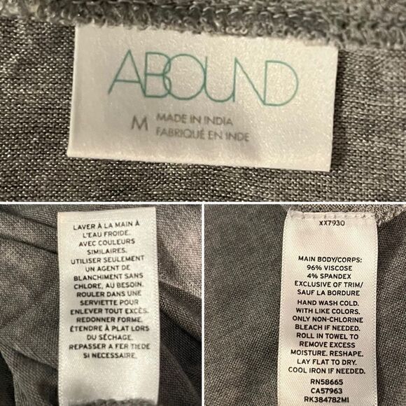 Abound Boxy High Low Hem Oversized Pocket V-Neck Tshirt Heather Gray M - Picture 8 of 9